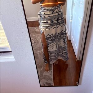 Navy & White Tie maxi skirt